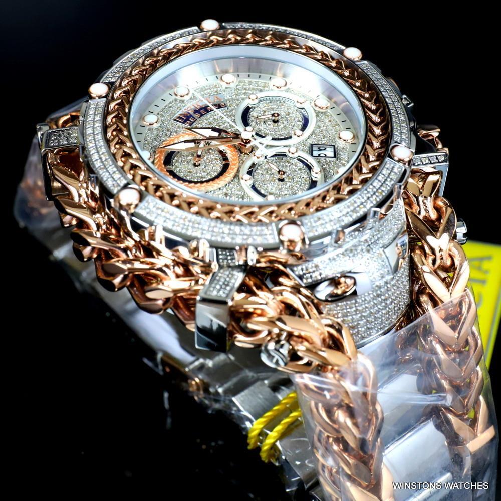 Invicta Reserve Gladiator 2.92CTW Diamond 2 Tone Rose Swiss Steel 61mm Watch New