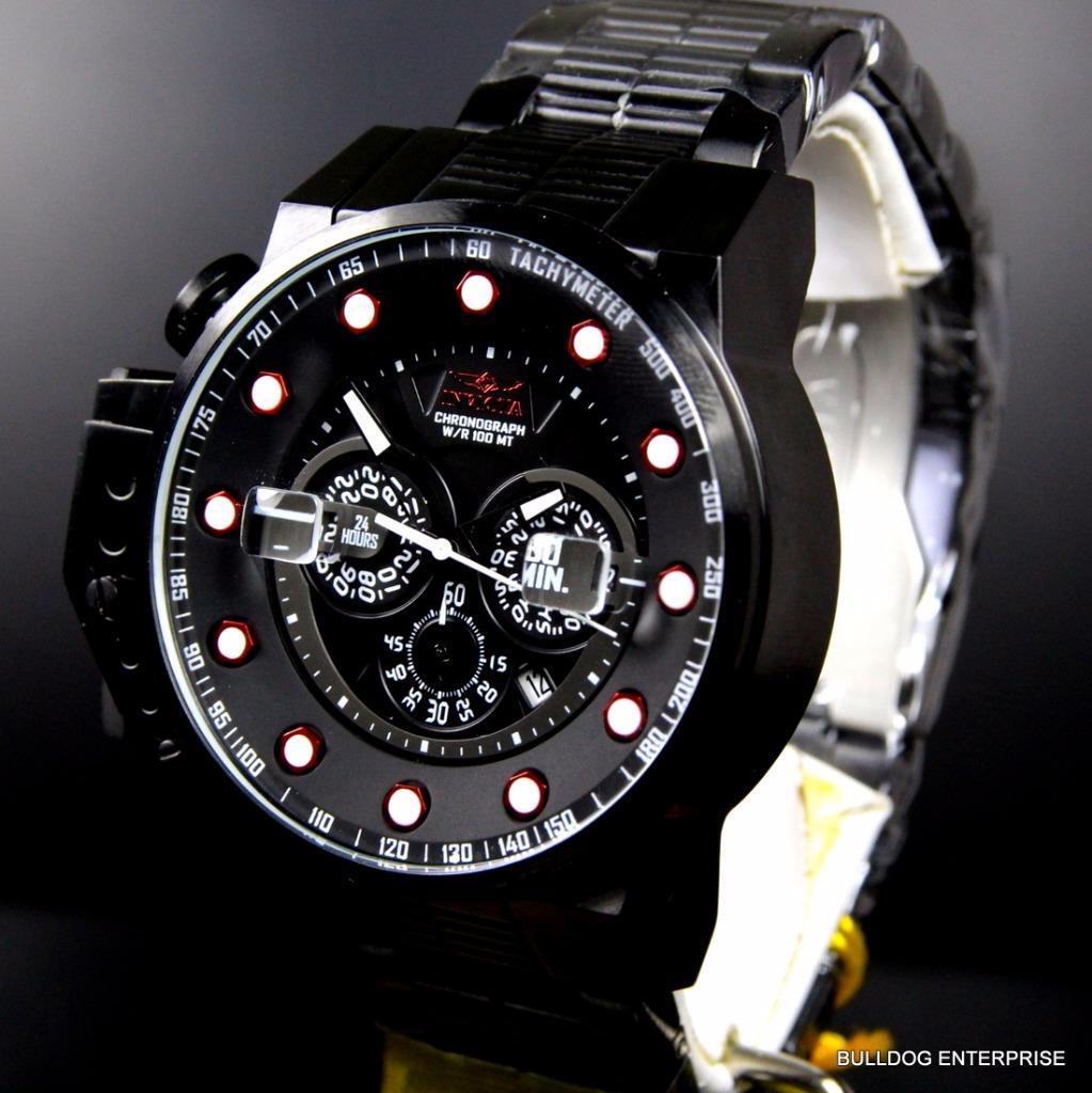 Mens Invicta I Force Bomber Chronograph Black Silicone 50mm Watch New