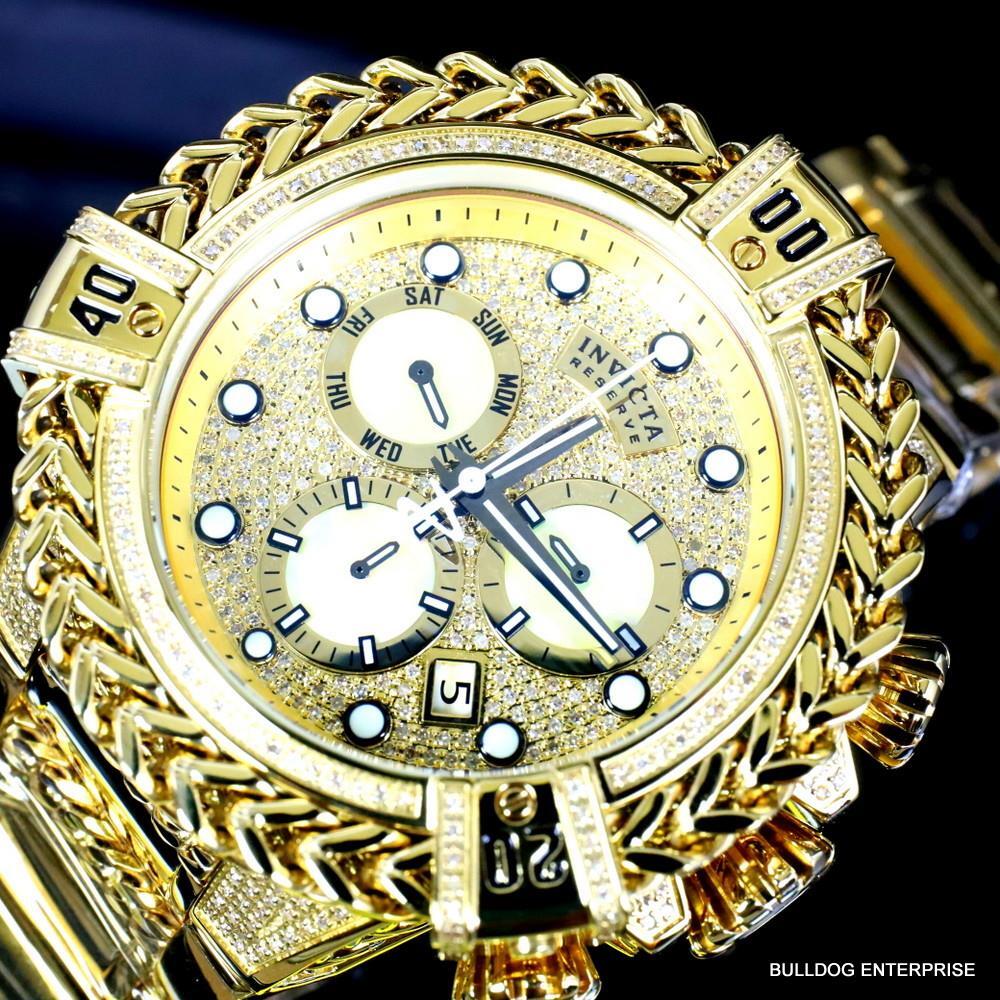 Invicta Reserve Bolt Hercules 2.26 CTW Diamond Gold Plated Steel Swiss Watch New