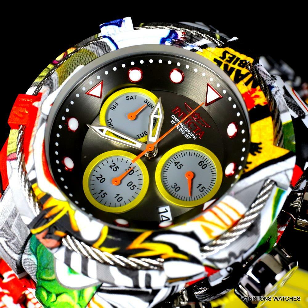 Invicta Bolt Zeus Hydroplated Steel Graffiti Chronograph 52mm Gunmetal Watch New