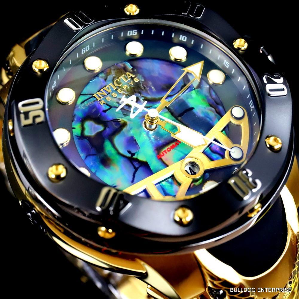 Invicta Reserve Kraken Swiss R150 Automatic Abalone Gold Plated Watch 52mm New
