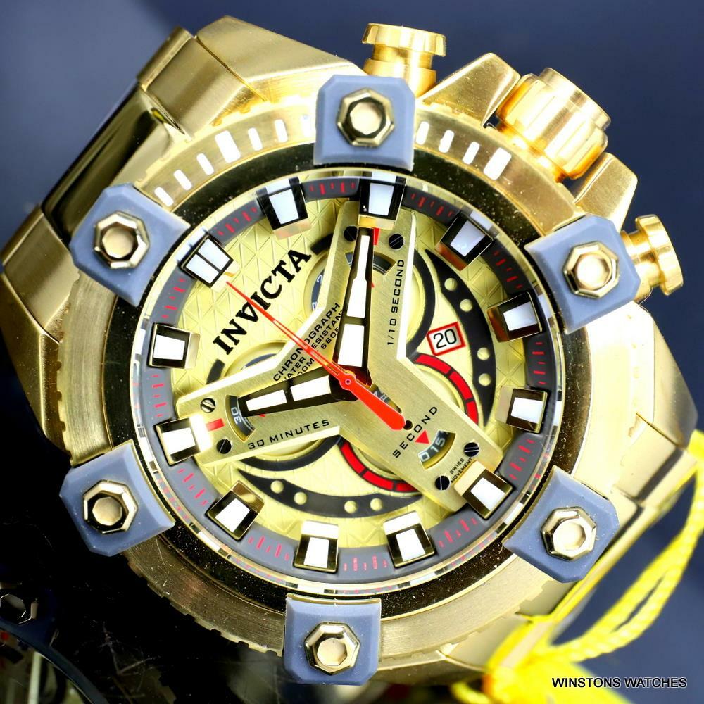 Invicta Grand Octane Coalition Forces 63mm Gold Plated Swiss Mvt Watch New