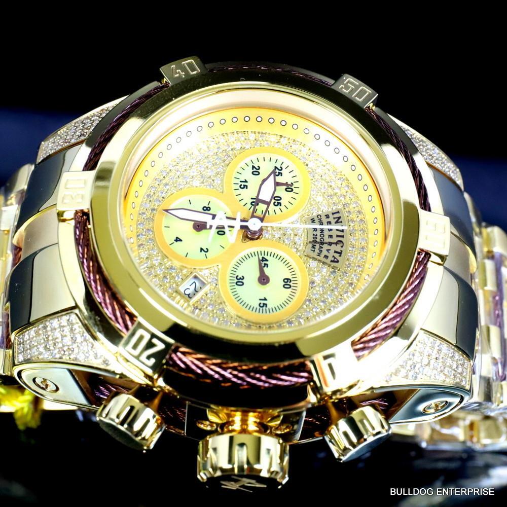 Invicta Reserve Bolt Zeus 1.31 CTW Diamond Gold Plated Steel Swiss Mvt Watch New