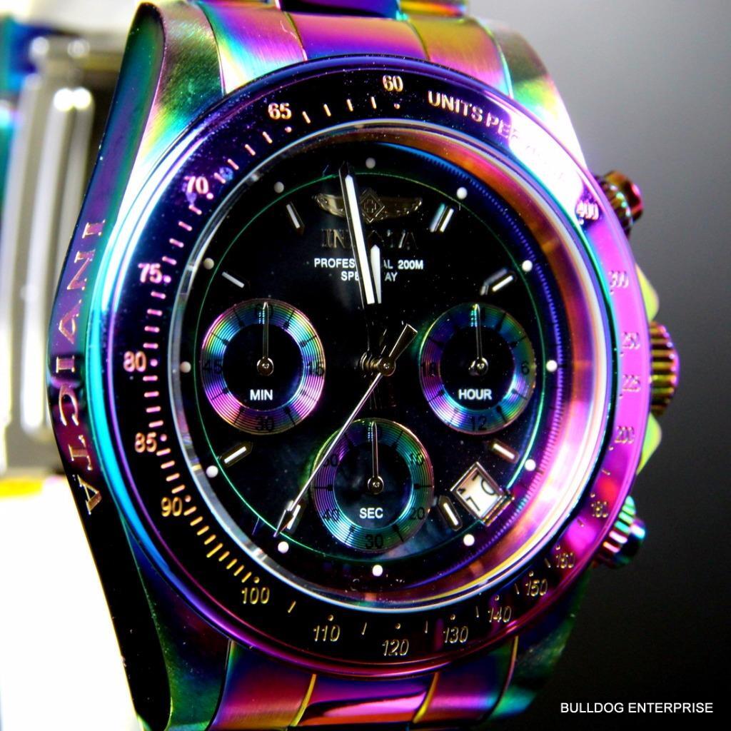 Invicta Speedway Iridescent Chronograph Black Mother of Pearl 40mm Watch New