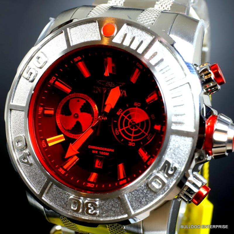 Invicta Coalition Forces Sonar Radar Stainless Steel Red 58mm Chronograph New