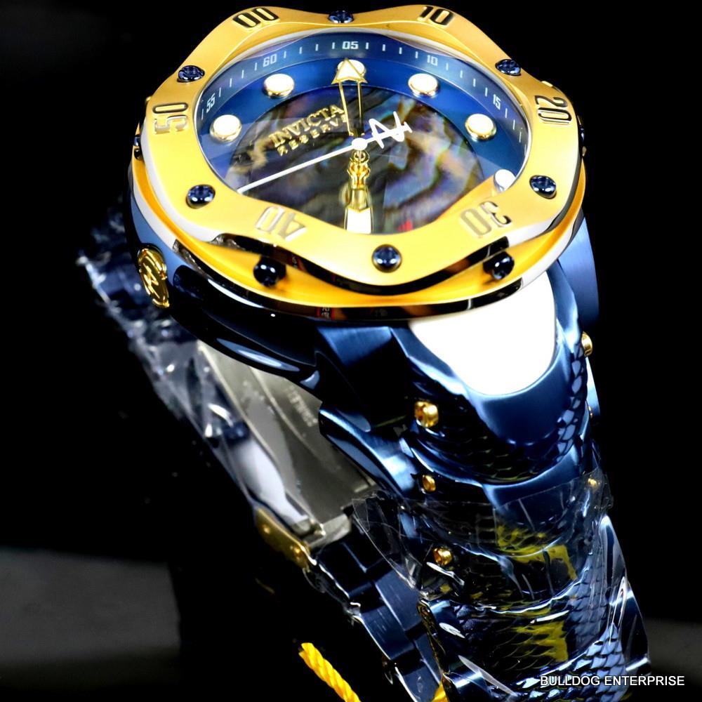 Invicta Reserve Kraken Swiss R150 Automatic Abalone Blue Steel Watch 52mm New