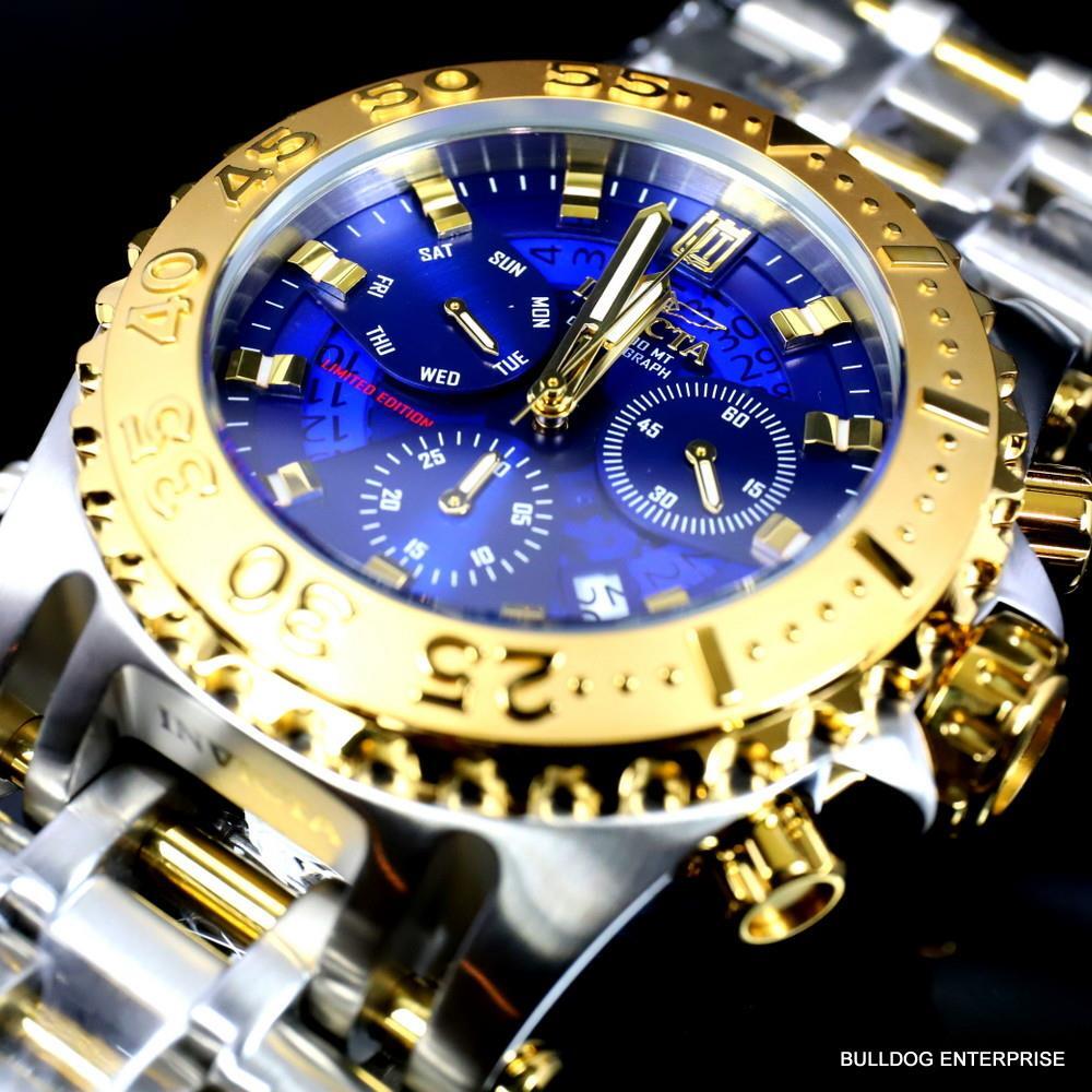 Invicta Jason Taylor Chaos 50mm 2 Tone Steel Blue Chronograph 50mm Watch New