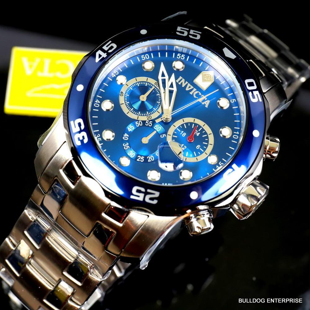 Invicta Pro Diver Scuba Chronograph 48mm Stainless Steel Bracelet Blue Watch New