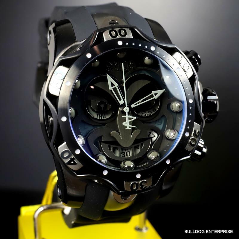 Invicta Reserve Venom DC Comics Joker Black Combat 52mm Swiss Mvt Watch New