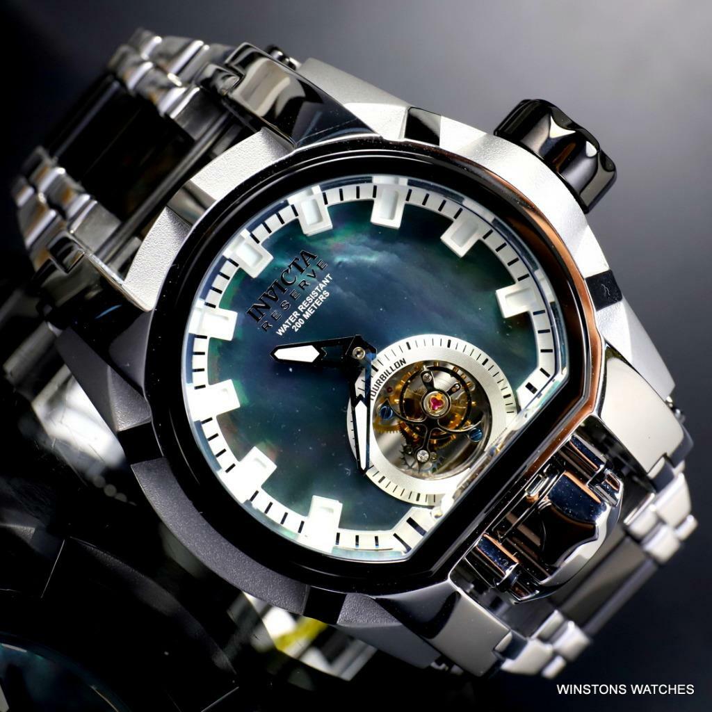 Invicta Reserve Magnum Bolt Zeus Tourbillon Black MOP Steel 52mm Watch New