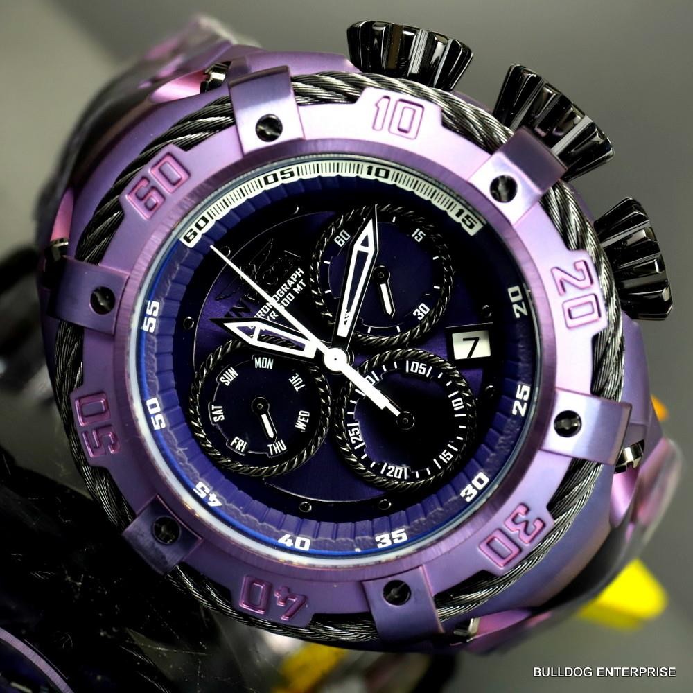 Invicta Thunderbolt Purple Stainless Steel 52mm Swiss Mvt Chronograph Watch New