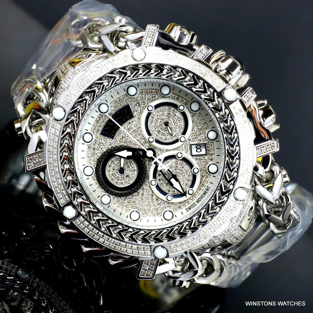 Invicta Reserve Gladiator 2.92CTW Diamond Stainless Steel Swiss 61mm Watch New