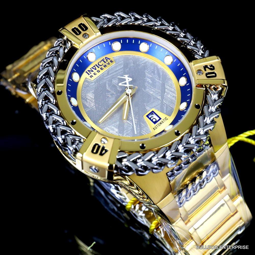 Invicta Reserve Hercules Meteorite Automatic 56mm Gold Plated Steel Watch New