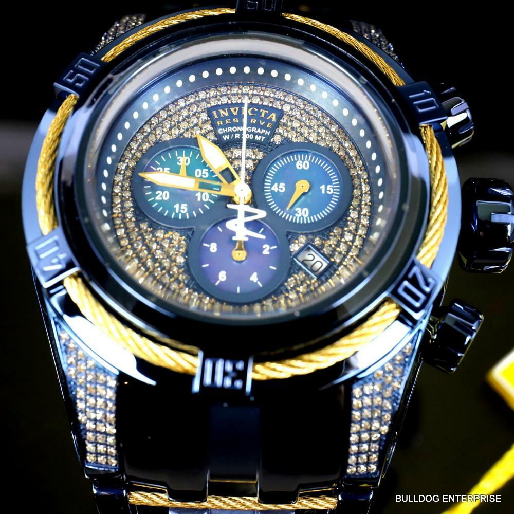 Invicta Bolt Zeus Blue Label 1.31 CTW Diamond Swiss Mvt Steel 52mm Watch New