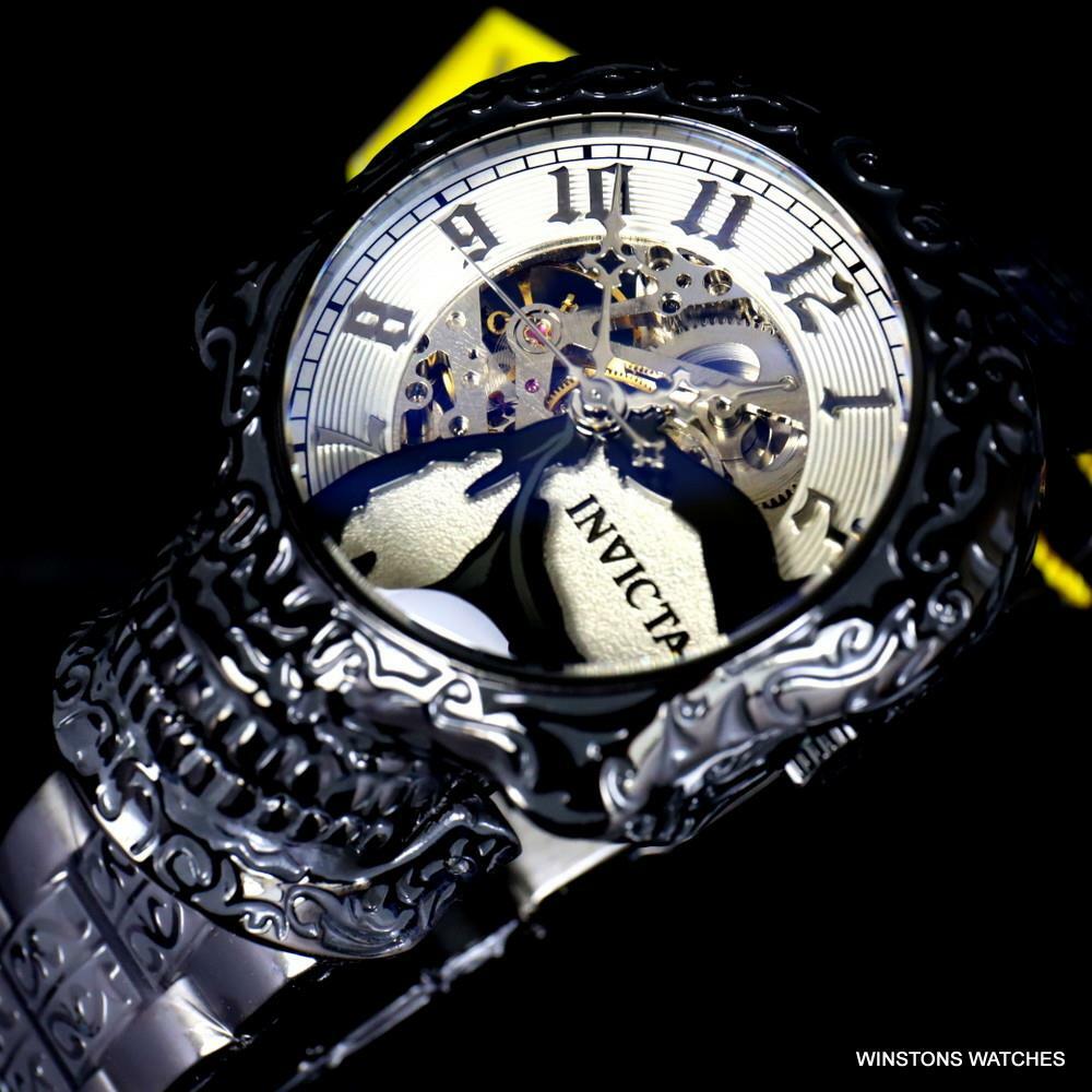 Invicta Artist Skull Automatic Skeletonized Black Stainless Steel 50mm Watch New