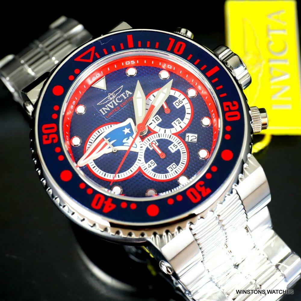Invicta NFL Grand Pro Diver New England Patriots Blue Chronograph 52mm Watch New