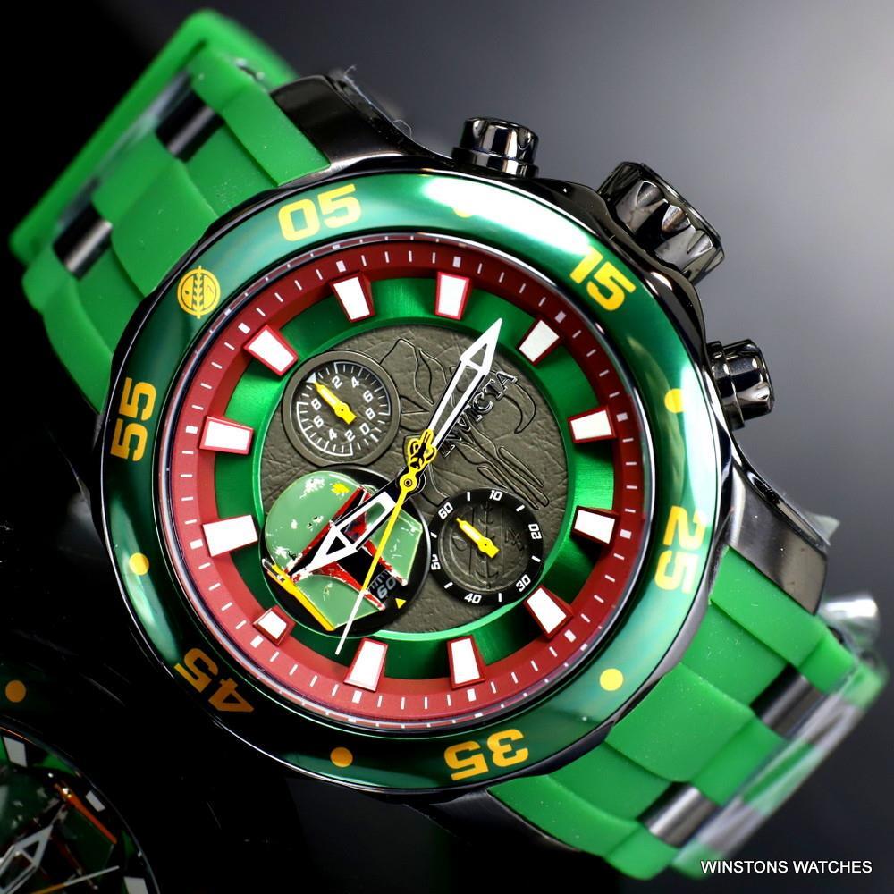 Invicta Star Wars Boba Fett Pro Diver Scuba Green 48mm Chronograph Watch New
