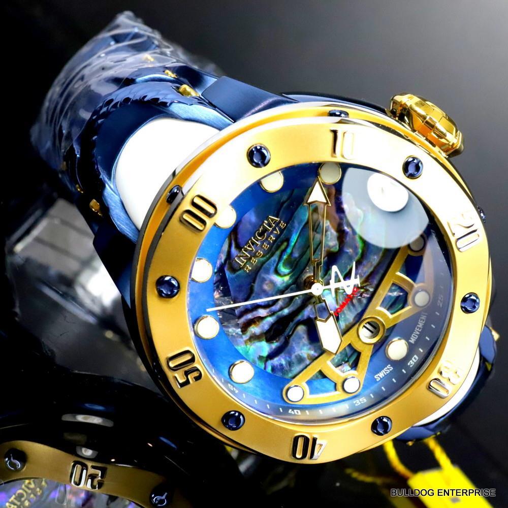 Invicta Reserve Kraken Swiss R150 Automatic Abalone Blue Steel Watch 52mm New