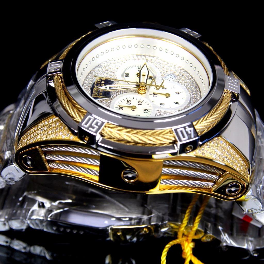 Invicta Reserve Bolt Zeus 1.95 CTW Diamonds High Polish Gold 2 Tone Watch New