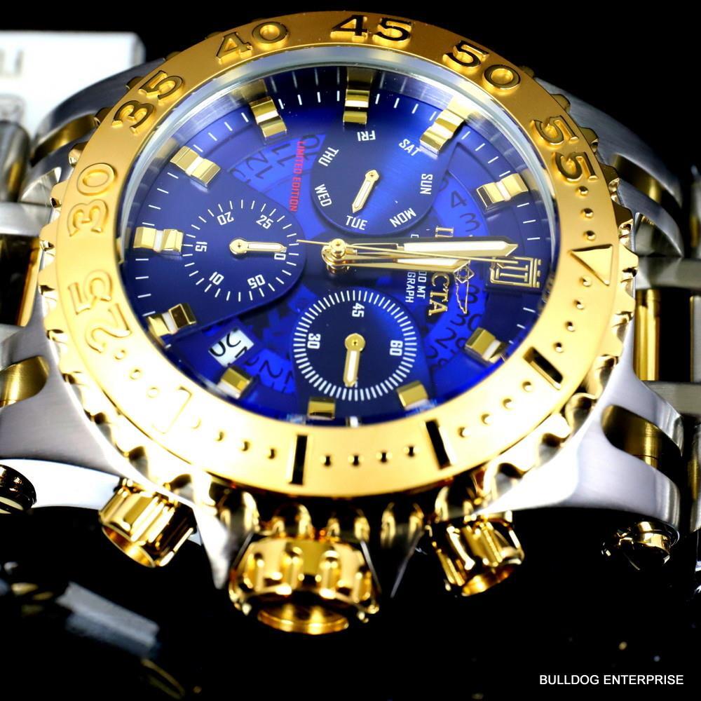 Invicta Jason Taylor Chaos 50mm 2 Tone Steel Blue Chronograph 50mm Watch New