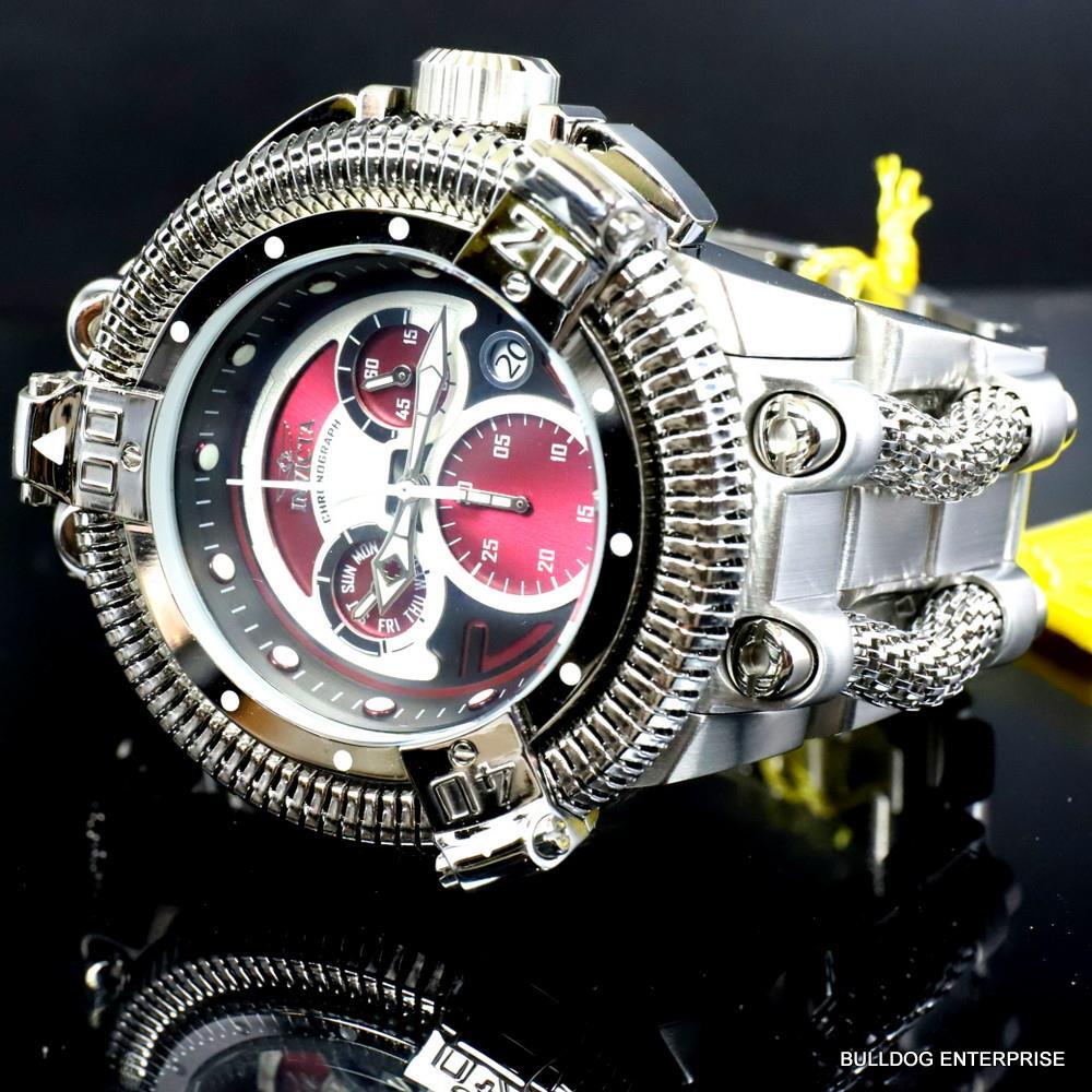 Invicta King Python Stainless Steel Ronda Z60 Burgandy Chronograph Watch New