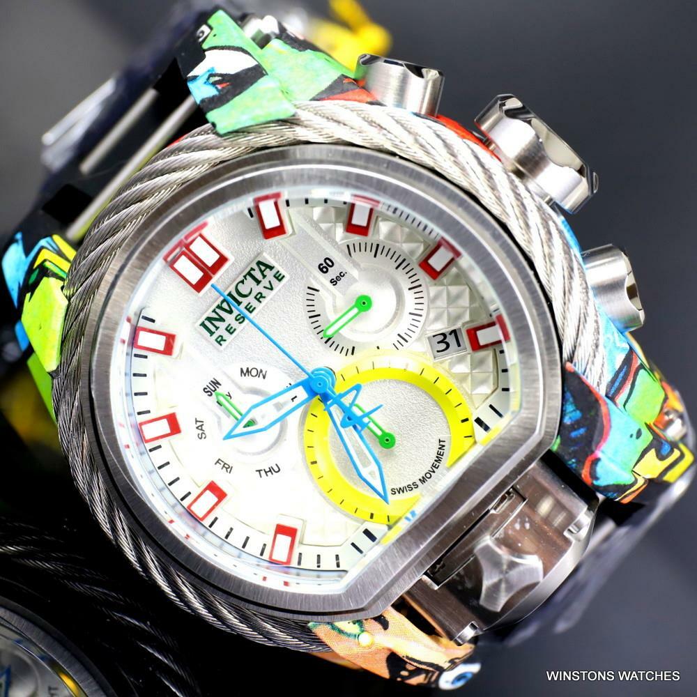 Invicta Reserve Bolt Zeus Magnum Graffiti White Swiss Mvt Dials Watch 52mm New