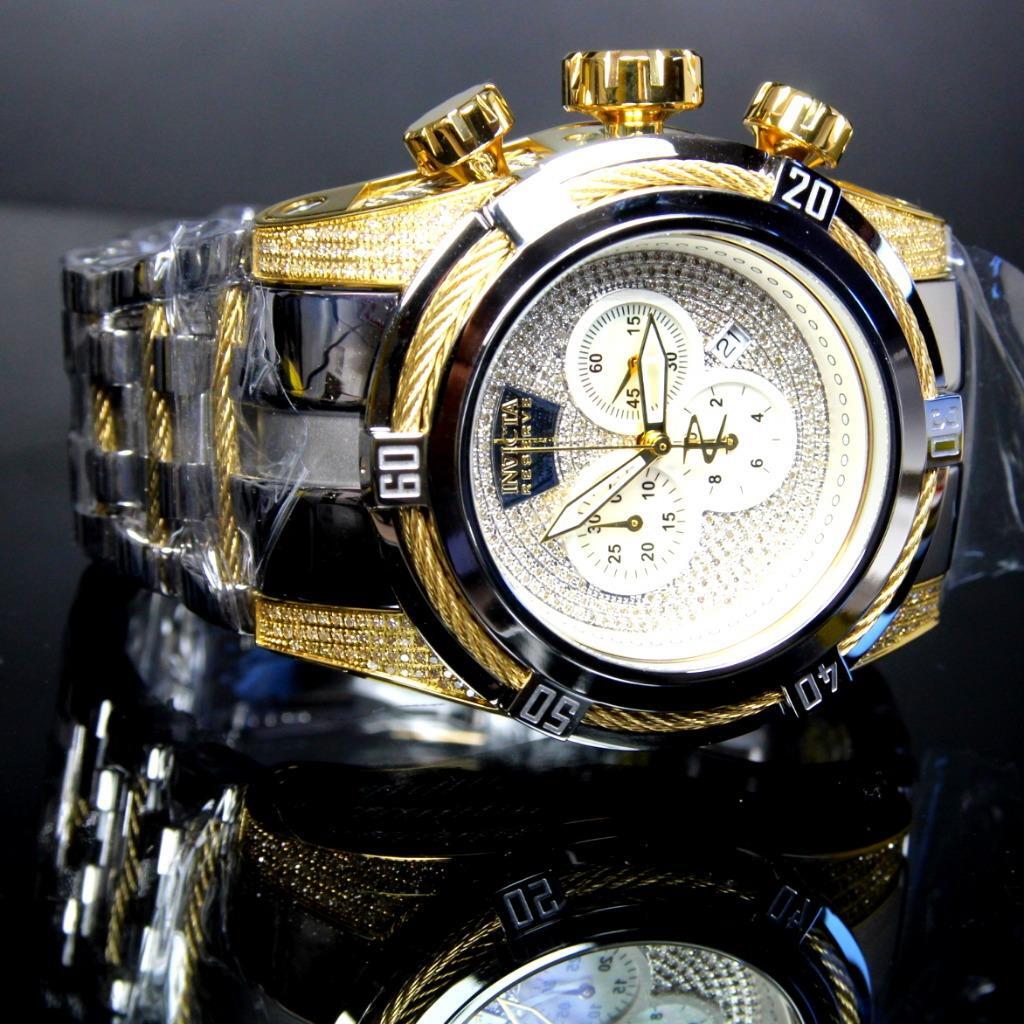 Invicta Reserve Bolt Zeus 1.95 CTW Diamonds High Polish Gold 2 Tone Watch New