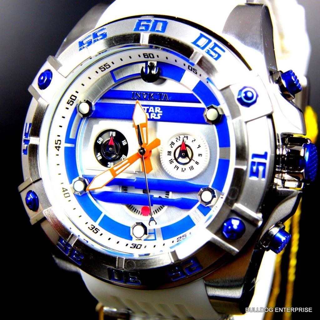 Invicta R2D2 Star Wars Chronograph Limited Edition White 52mm Silicone Watch New