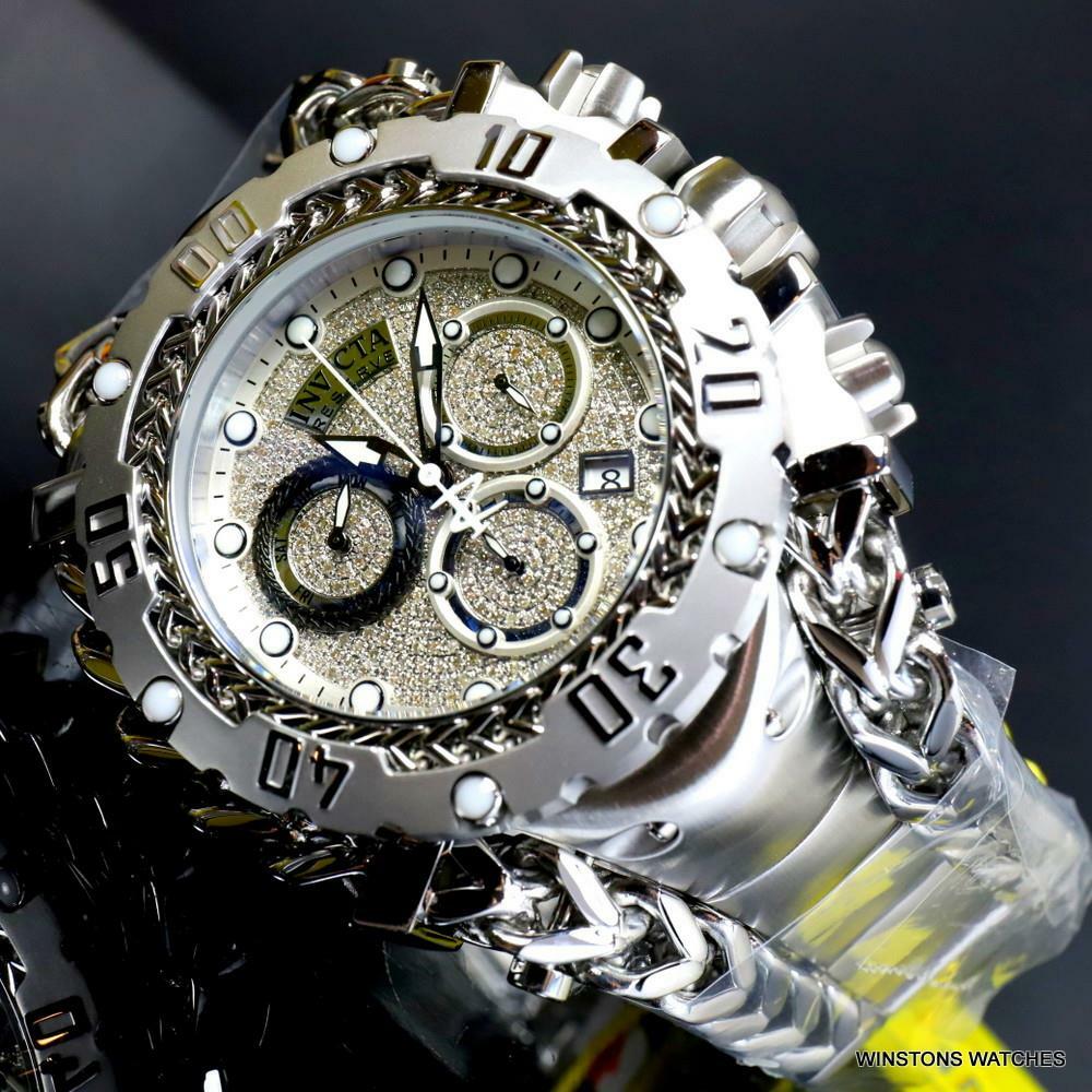 Invicta Reserve Gladiador 1.17CTW Diamante Acero Inoxidable Suizo 61mm Reloj New