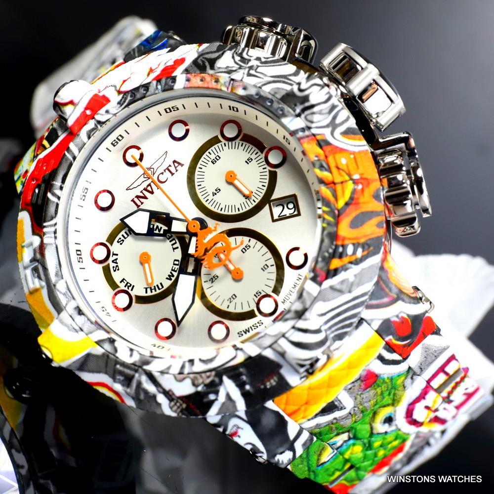 Invicta The Subaqua Graffiti Steel Hydroplated Bracelet Swiss Mvt Watch 50mm New