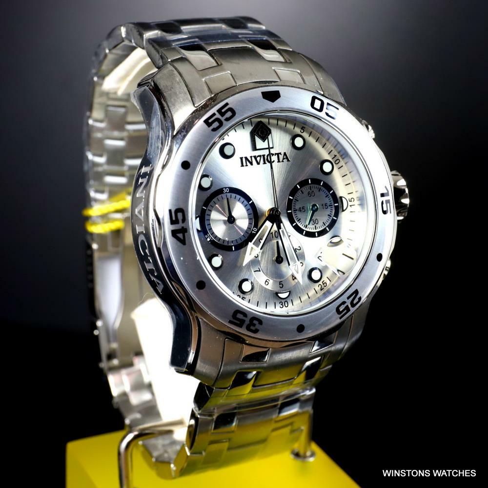 Invicta Pro Diver Scuba Silver-Tone Stainless Steel Chronograph 48mm Watch New