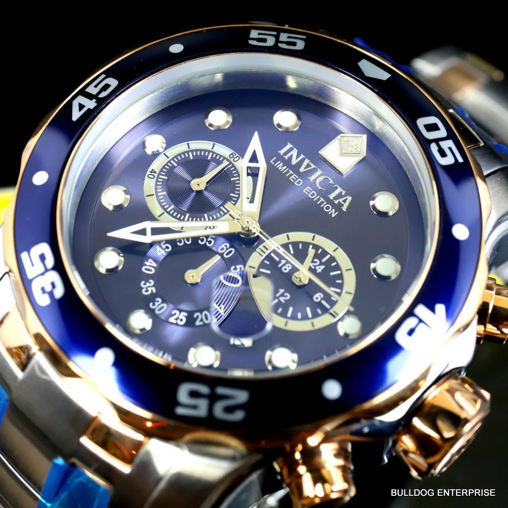 Invicta Pro Diver Scuba Limited Edition Chronograph 48mm Steel Blue Watch New