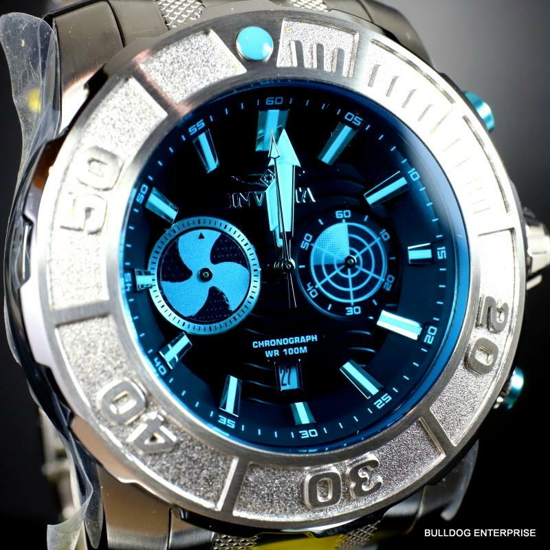 Invicta Coalition Forces Sonar Radar Stainless Steel Blue 58mm Chronograph New