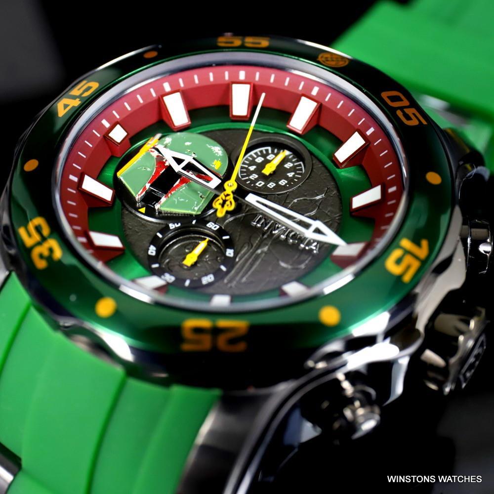 Invicta Star Wars Boba Fett Pro Diver Scuba Green 48mm Chronograph Watch New