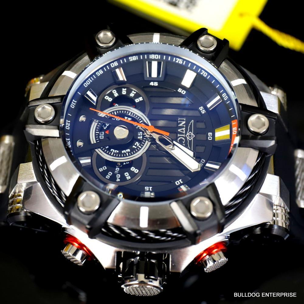Invicta Bolt Quartz Chronograph 52mm Black Silicone Strap Watch New