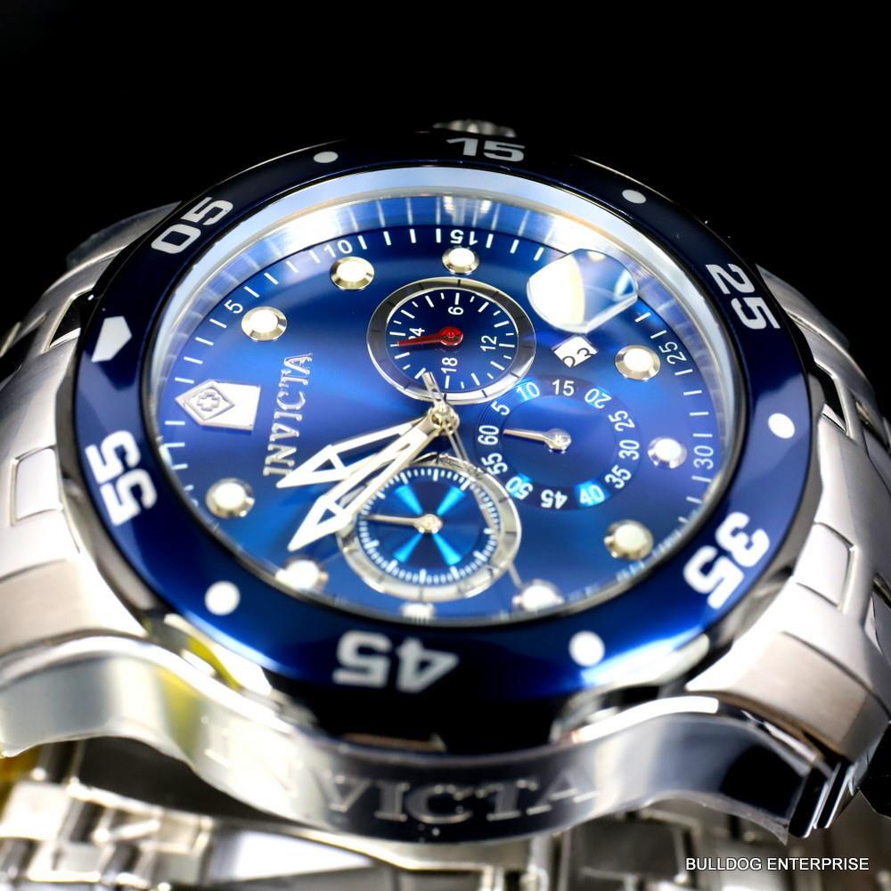 Invicta Pro Diver Scuba Chronograph 48mm Stainless Steel Bracelet Blue Watch New