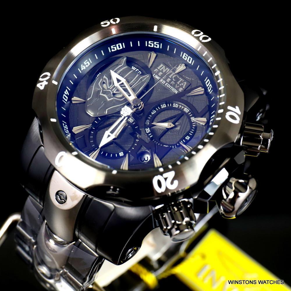 Invicta Marvel Black Panther Reserve Venom 52mm Steel Swiss Mvt Chrono Watch New