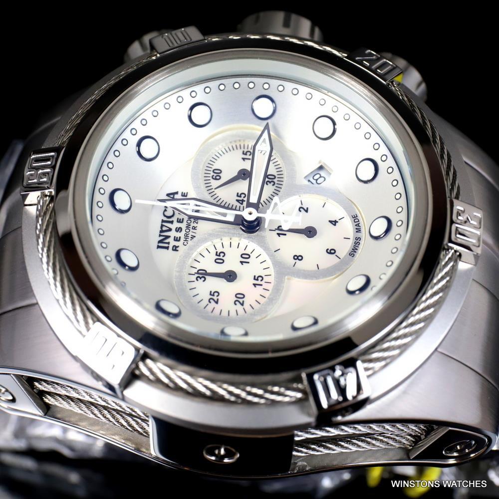 Invicta Reserve Bolt Zeus Swiss Made 52mm Stainless Steel White MOP Watch New