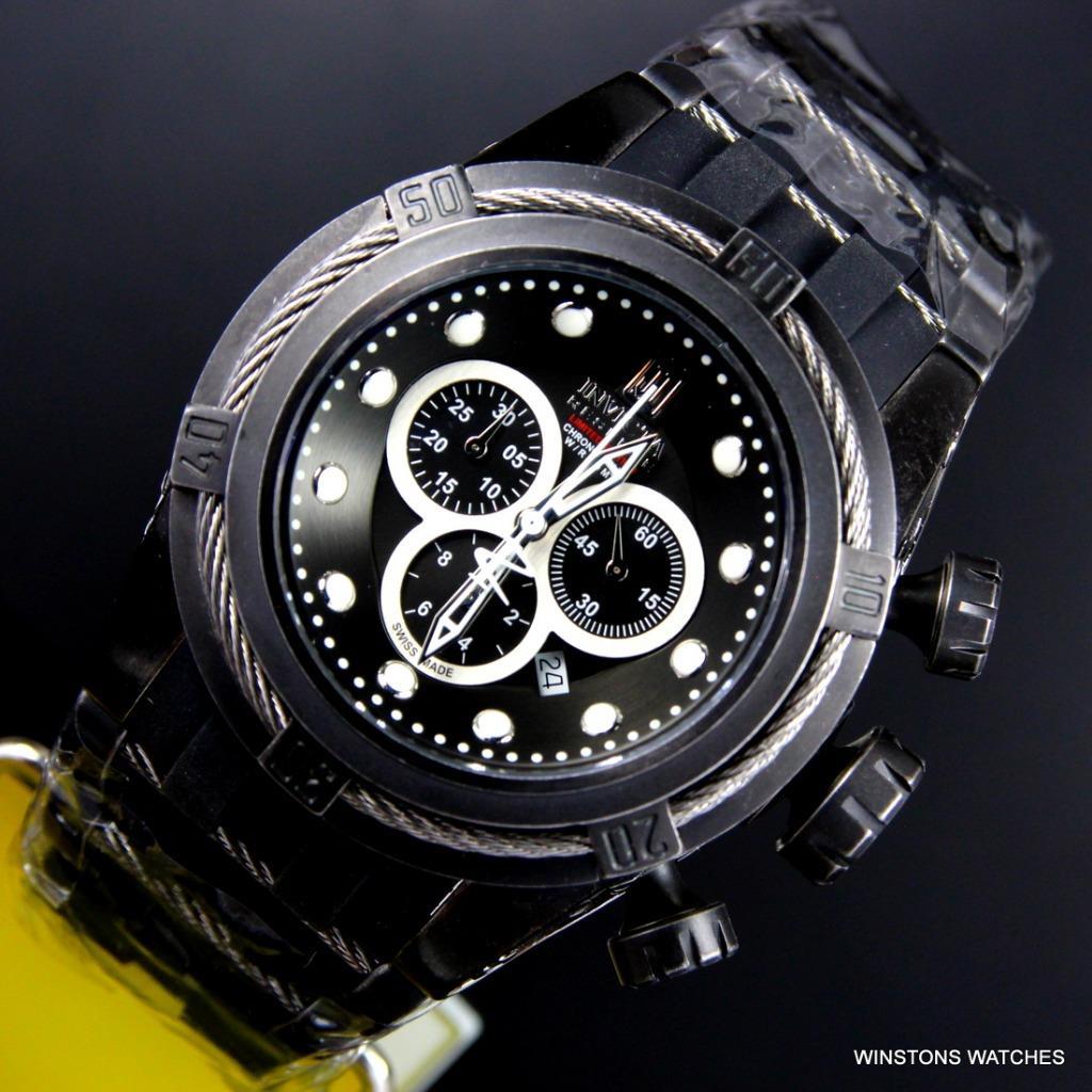 Invicta JT Reserve Bolt Zeus Swiss Made Chrono 52mm Black Distressed Watch New
