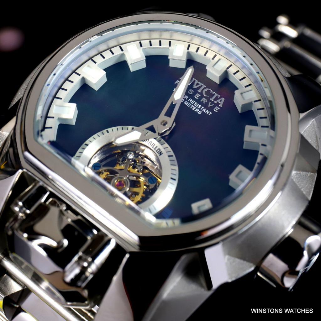 Invicta Reserve Magnum Bolt Zeus Tourbillon Black MOP Steel 52mm Watch New