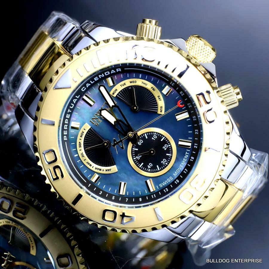 Invicta Reserve Pro Diver Swiss Mvt Black MOP Two Tone Steel 47mm New Watch