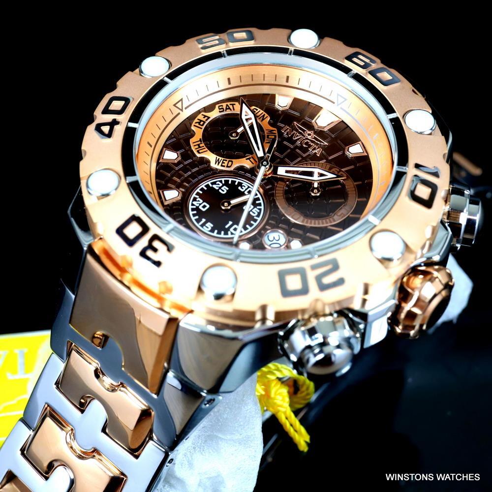 Invicta Excursion High Polish Rose Gold Steel Swiss Mvt 57mm Brown Watch New