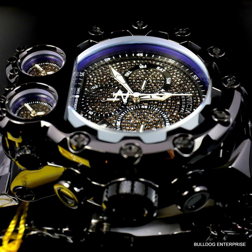 Invicta Bolt Magnum Tria 2.5 CTW Black Diamond Steel Swiss Chrono 52mm Watch New