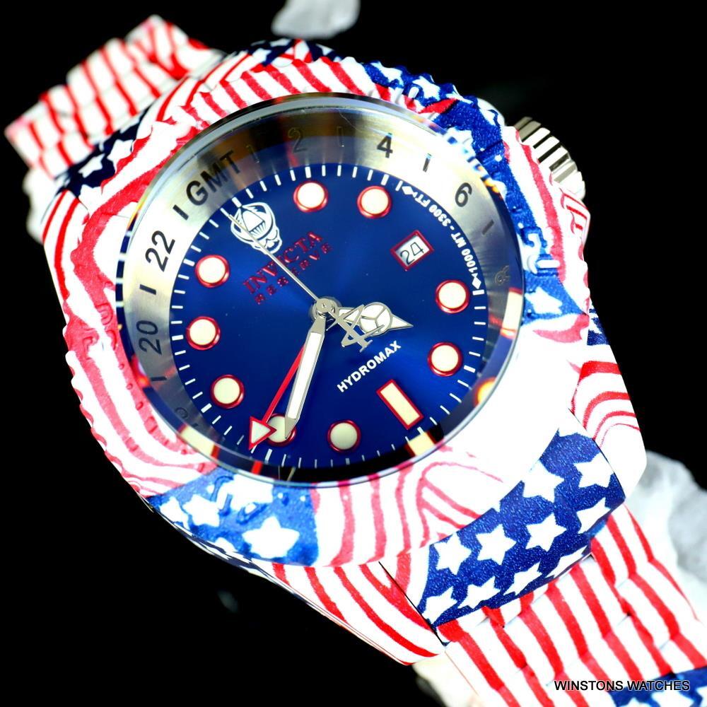 Invicta Reserve Hydromax Hydroplated USA Flag Stars Stripes 52mm Swiss Watch New