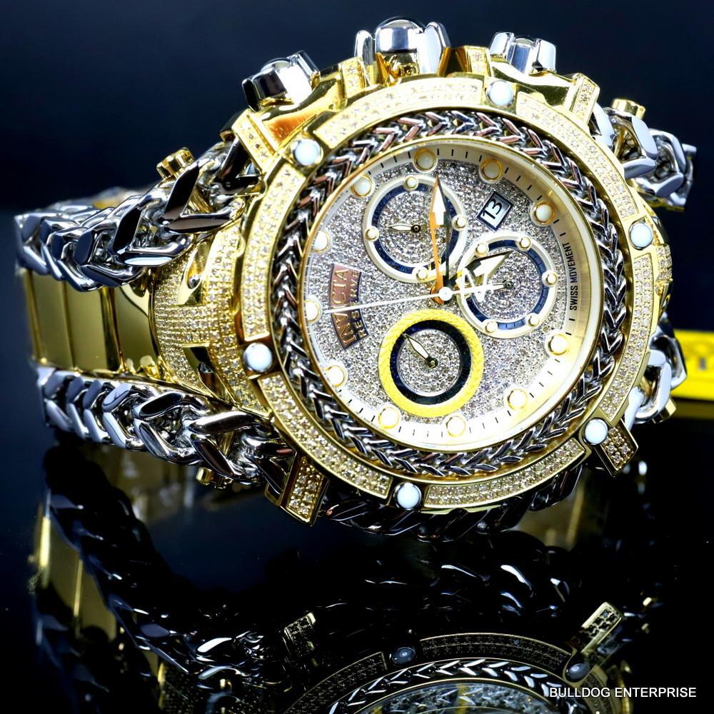 Invicta Reserve Gladiator 2.92CTW Diamond 2 Tone Gold Plate Swiss 61mm Watch New