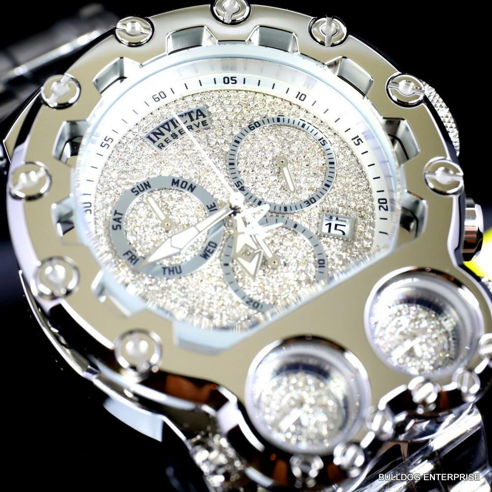 Invicta Bolt Magnum Tria 2.5 CTW Diamond Steel Swiss Chronograph 52mm Watch New