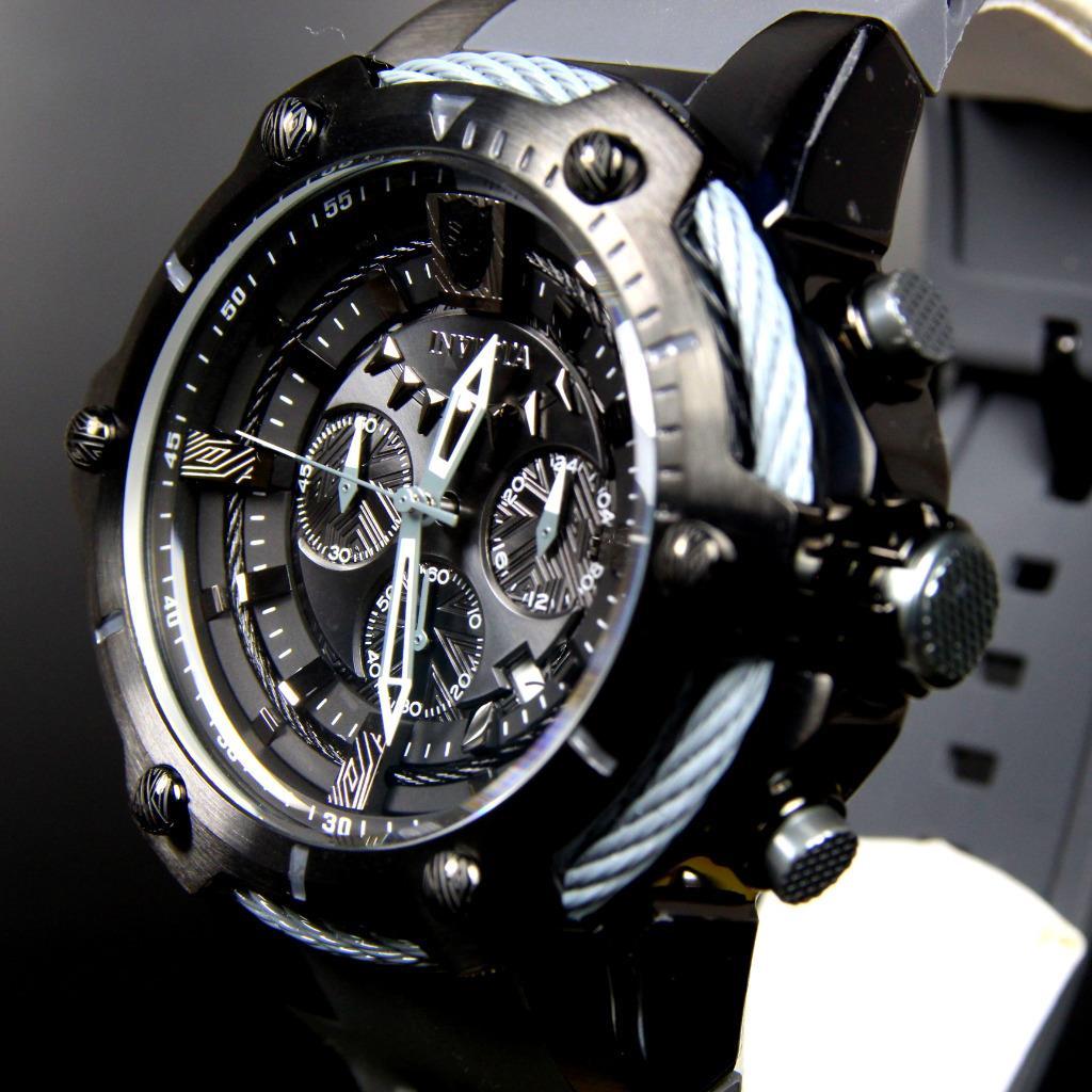 Invicta Marvel Black Panther 52mm Limited Ed Bolt Chronograph Rubber Watch New