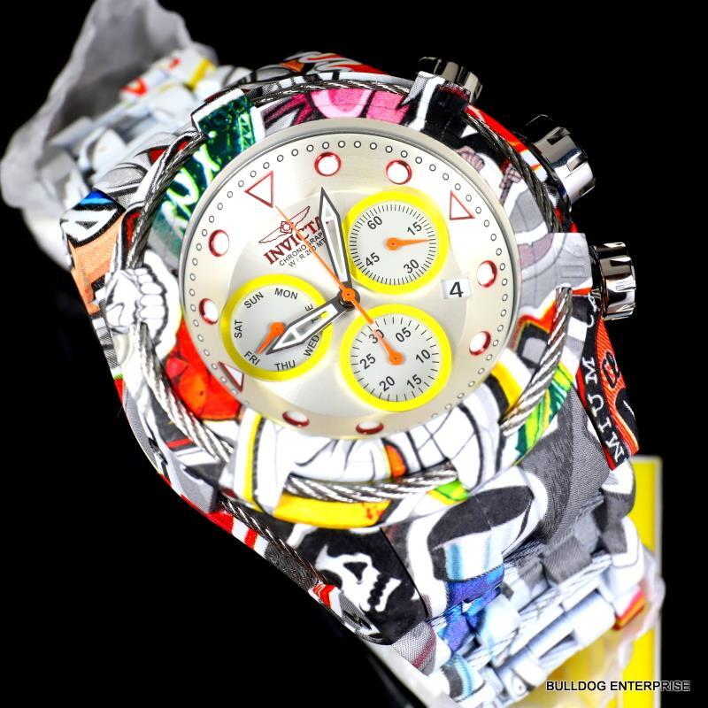 Invicta Bolt Zeus Hydroplated Bracelet Graffiti White Chronograph 52mm Watch New