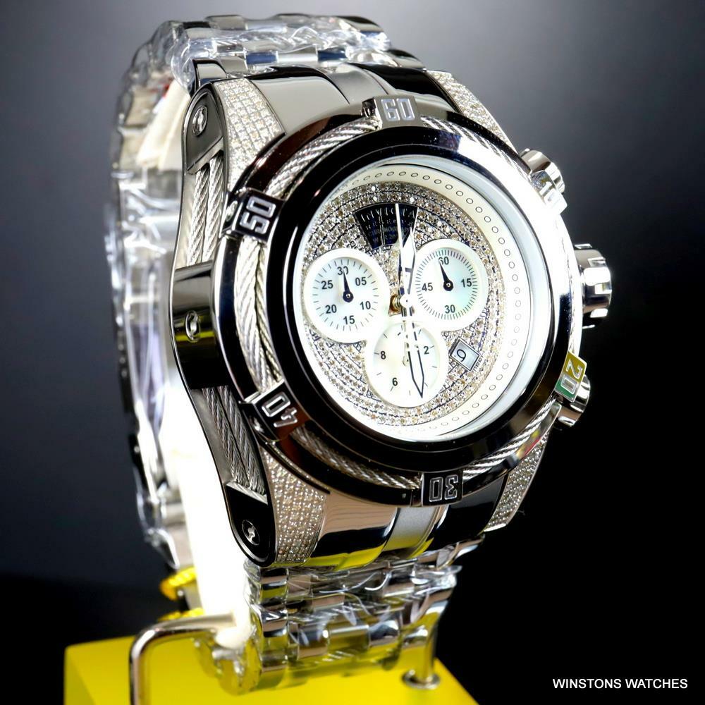 Invicta Reserve Bolt Zeus Diamond 50mm Polished Stainless Steel Swiss Watch New