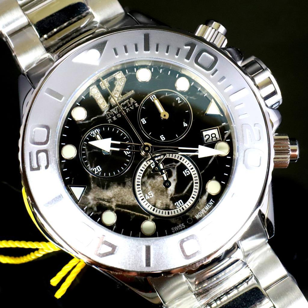 Invicta Masterpiece Reserve Grand Diver Black Marble Diamond Swiss ETA Watch
